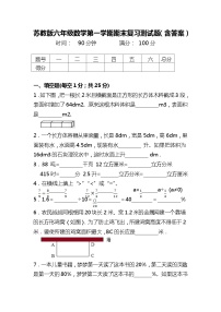 苏教版六年级数学第一学期期末复习测试题（含答案）