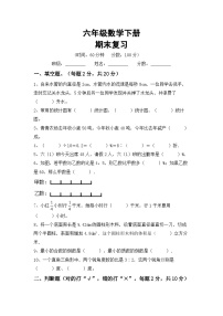 期末复习(试题)+-六年级下册人教版数学