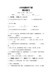 期末复习(试题)+-六年级下册冀教版数学