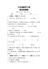 期末检测卷(试题)+六年级下册苏教版数学