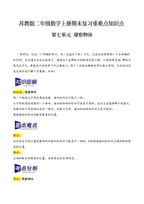 第七单元+观察物体（期末复习讲义）2023-2024学年二年级数学上册重难点知识点（苏教版）