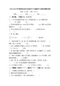 陕西省延安市宝塔区2023-2024学年六年级上学期期末模拟数学试卷