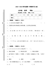 广东省江门市开平市三埠东河小学2023-2024学年五年级上学期期末数学学习小结试卷