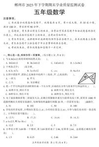 湖南省郴州市2023-2024学年五年级上学期期末考试数学试题(PDF版，含答案)