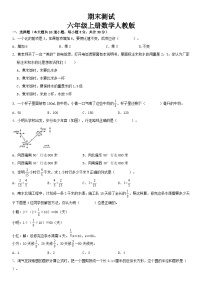 人教版六年级上册数学期末 测试（无答案）