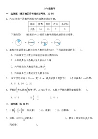 人教版六年级上册数学期末综合练习(试题）（无答案）