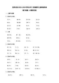 北师大版2023-2024学年小学二年级数学上册寒假专项复习巩固：计算综合练（附答案）