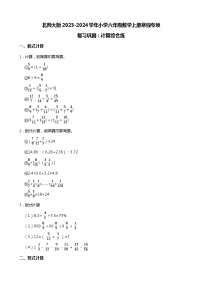 北师大版2023-2024学年小学六年级数学上册寒假专项复习巩固：计算分类训练（含答案）