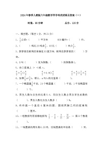 开学考试试卷（试题）-2023-2024学年六年级下册数学人教版