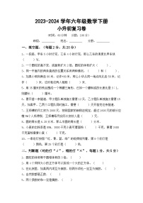 小升初+综合复习（试题）-+2023-2024学年六年级数学下册西师大版+