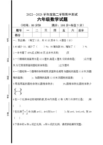 期中试题（试题）-2023-2024学年六年级下册数学青岛版