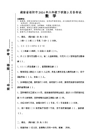 湖南省永州市祁阳市2023-2024学年六年级下学期3月模拟预测数学试题