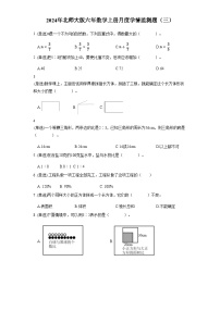 2024年北师大版六年数学上册月度学情监测题含答案（三）