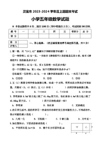 河南省三门峡市灵宝市2023-2024学年五年级上学期期末考试数学试卷