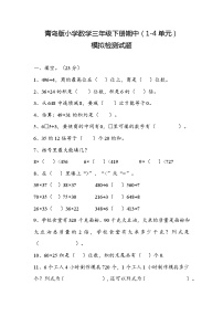 +期中模拟检测试题（1-4单元）（试题）-2023-2024学年三年级下册数学青岛版