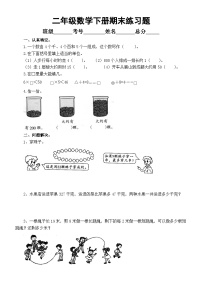 小学数学西师版二年级下册期末练习题3（无答案）