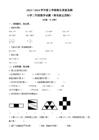 2023-2024学年山东省泰安市肥城市青岛版（五年制）三年级上册期末考试数学试卷（原卷版+解析版）