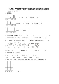 人教版一年级数学下册期中考试综合复习练习题（含答案）