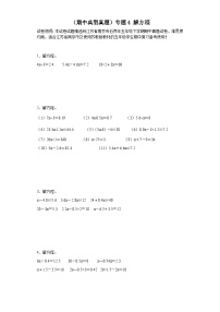 （期中典型真题）专题4解方程-江苏省南京市2023-2024学年五年级下册数学期中高频易错核心考点（苏教版）