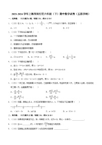 上海市闵行区2023-2024学年六年级下学期期中数学试卷（五四制）（含解析）