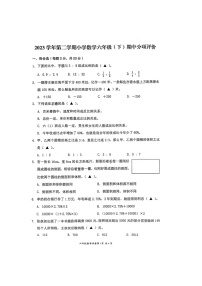 浙江省温州市瑞安市2023-2024学年六年级下学期期中分项评价数学试卷