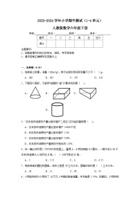 期中测试（1-4单元）（试题）-2023-2024学年六年级下册数学人教版