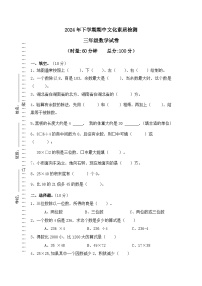 湖南省长沙市宁乡市乡镇2023-2024学年三年级下学期4月期中数学试题