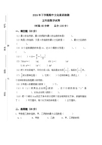 湖南省长沙市宁乡市乡镇2023-2024学年五年级下学期4月期中数学试题