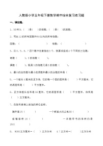 人教版小学五年级下册数学期中综合复习练习题(2)