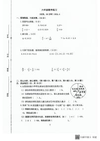 江苏省南京市六合区2023-2024学年六年级下学期期中数学试题