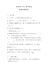 人教版五年级下册分数与除法当堂达标检测题