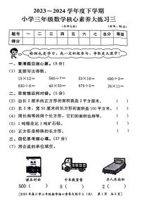 陕西省西安市雁塔区2023-2024学年三年级下学期月考核心素养（三）数学试题