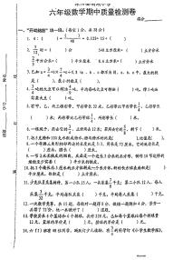 江苏省宿迁市沭阳县南湖小学2023-2024学年六年级上学期期中检测数学试题