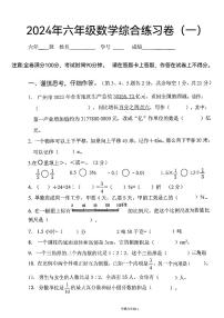 广东省湛江市第九小学2023-2024学年第二学期六年级数学毕业模拟试题（PDF版，无答案）