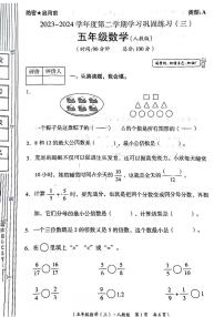 陕西省延安市洛川县2023-2024学年五年级下学期第三次月考数学试题