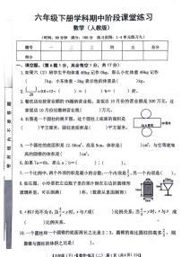 江西省九江市瑞昌市2023-2024学年六年级下学期期中阶段数学试卷