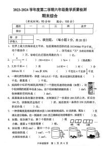 广东省东莞市多校2023-2024学年六年级下学期期末检测数学试题