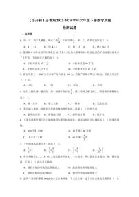 【小升初】苏教版2023-2024学年六年级下册数学质量检测试题（含答案）