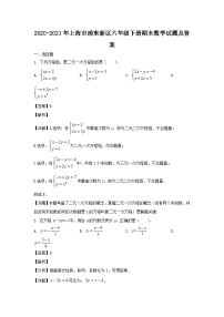 2020-2021学年上海市浦东新区六年级下册期末数学试题及答案