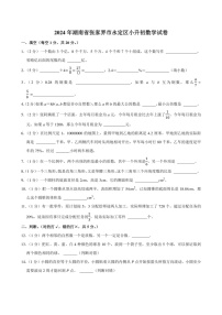 2024年湖南省张家界市永定区小升初数学试卷附答案解析