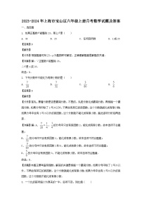 2023-2024学年上海市宝山区六年级上册月考数学试题及答案