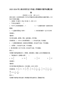 2023-2024学年上海市闵行区六年级上学期期中数学试题及答案