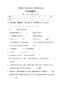 期末试卷（试题）-2024-2025学年六年级上册数学苏教版