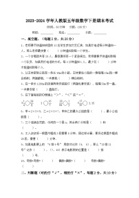 期末考试（试题）-2023-2024学年五年级下册数学人教版