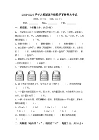 期末考试（试题）-2023-2024学年五年级下册数学人教版