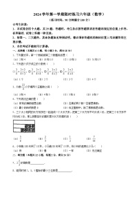 上海市闵行区2024-2025学年六年级上学期9月第一次月考数学试题(无答案)