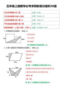 人教版小学五年级上册数学必考求阴影部分面积专项练习