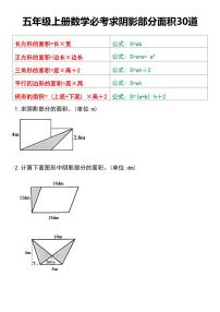 人教版小学五年级上册数学必考求阴影部分面积专项练习