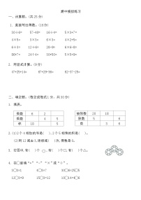 期中模拟练习（试题）-2024-2025学年苏教版二年级上册数学