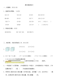 期末模拟练习（试题）2024-2025学年苏教版二年级上册数学